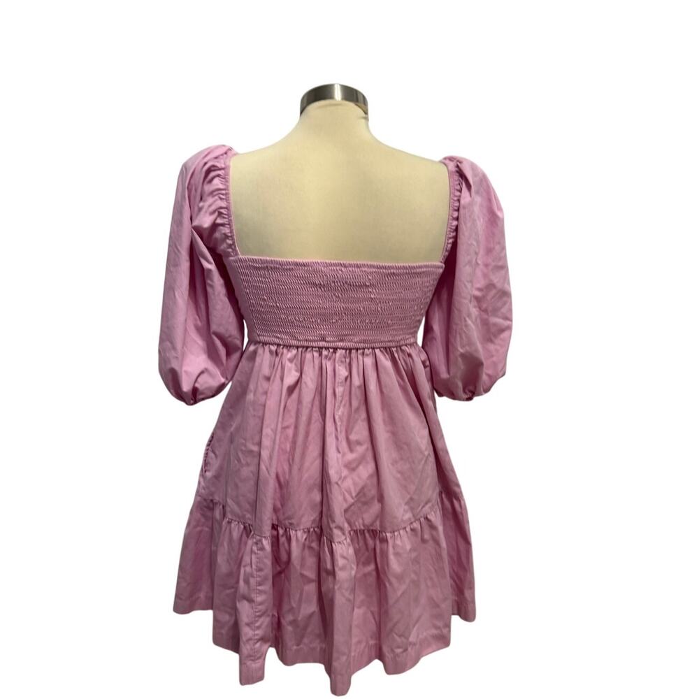 Abercrombie & Fitch Ruched Puff Sleeve Poplin Mini Dress XS Light Purple - Picture 4 of 8